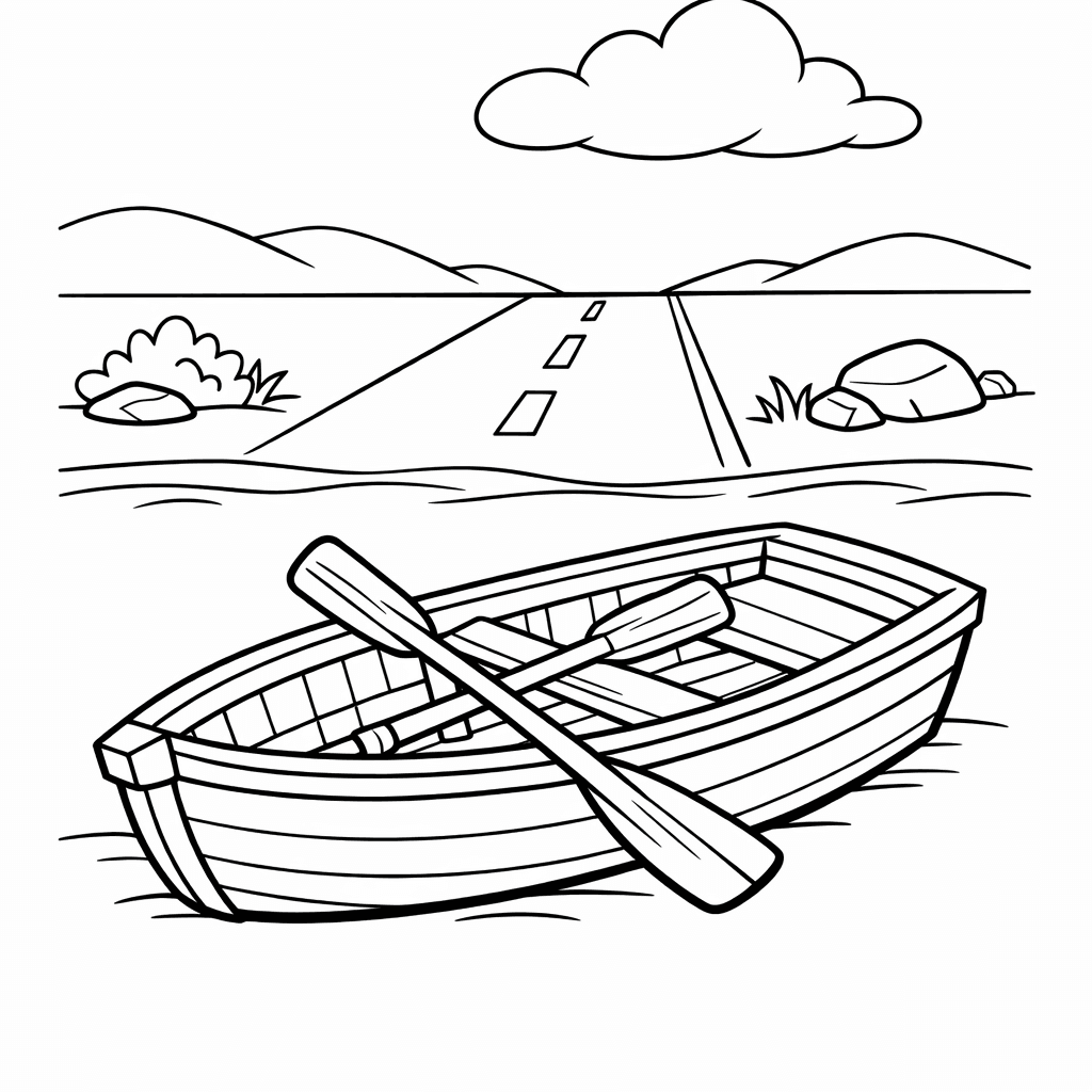 Free printable coloring page: Fishing Boat, for ages 7-12