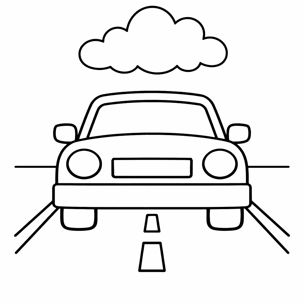 Free printable coloring page: Object Only: Two Or Three Cars Side By…, for ages 3-6