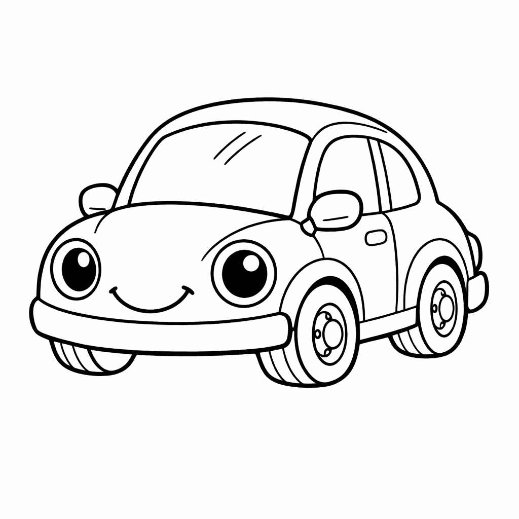 Free printable coloring page: Car Front View, for ages 3-6