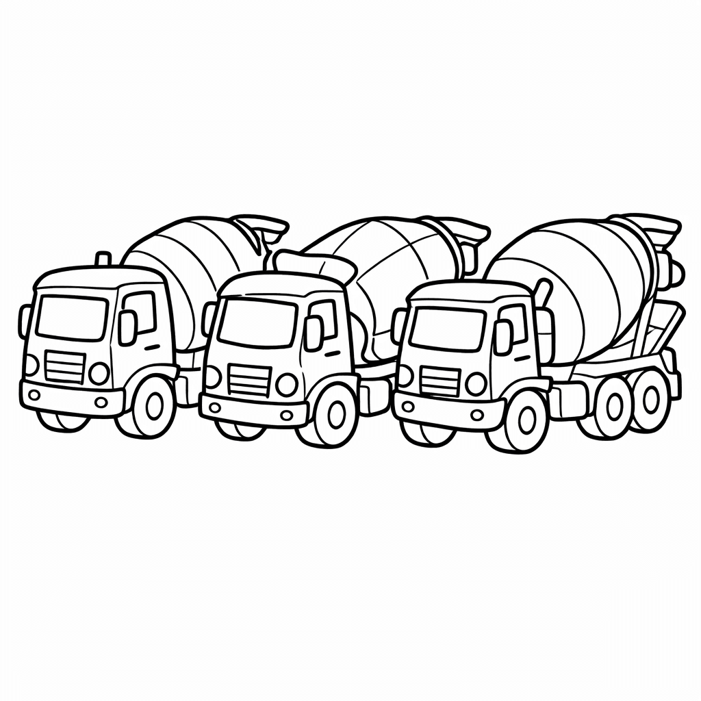 Free printable coloring page: Cement Mixer Side View, for ages 3-6