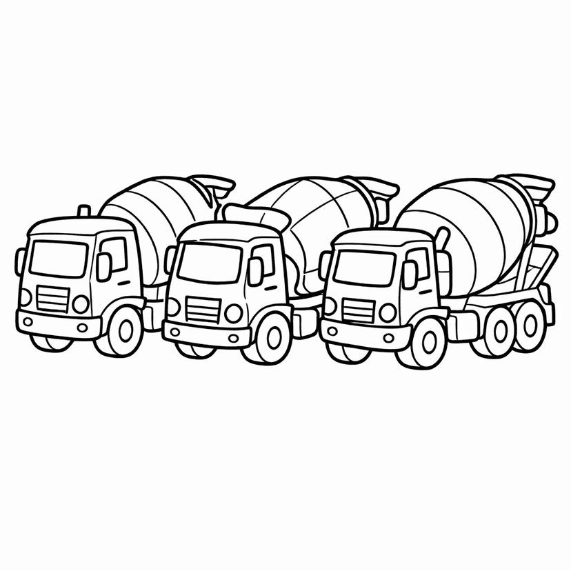 Free printable coloring page: Cement Mixer Simple, for ages 3-6