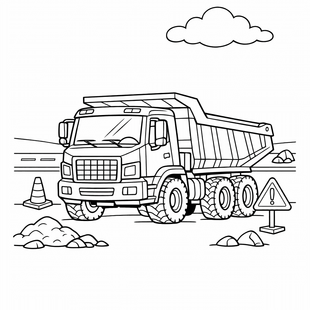 Free printable coloring page: A Determined Bulldozer Pushes A Mound Of Dirt…, for ages 7-12