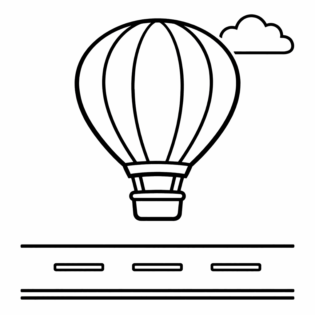 Free printable coloring page: Balloon Basket, for ages 3-6
