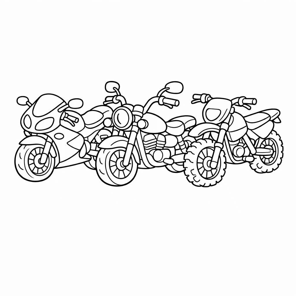 Free printable coloring page: Motorcycle And Helmet, for ages 7-12