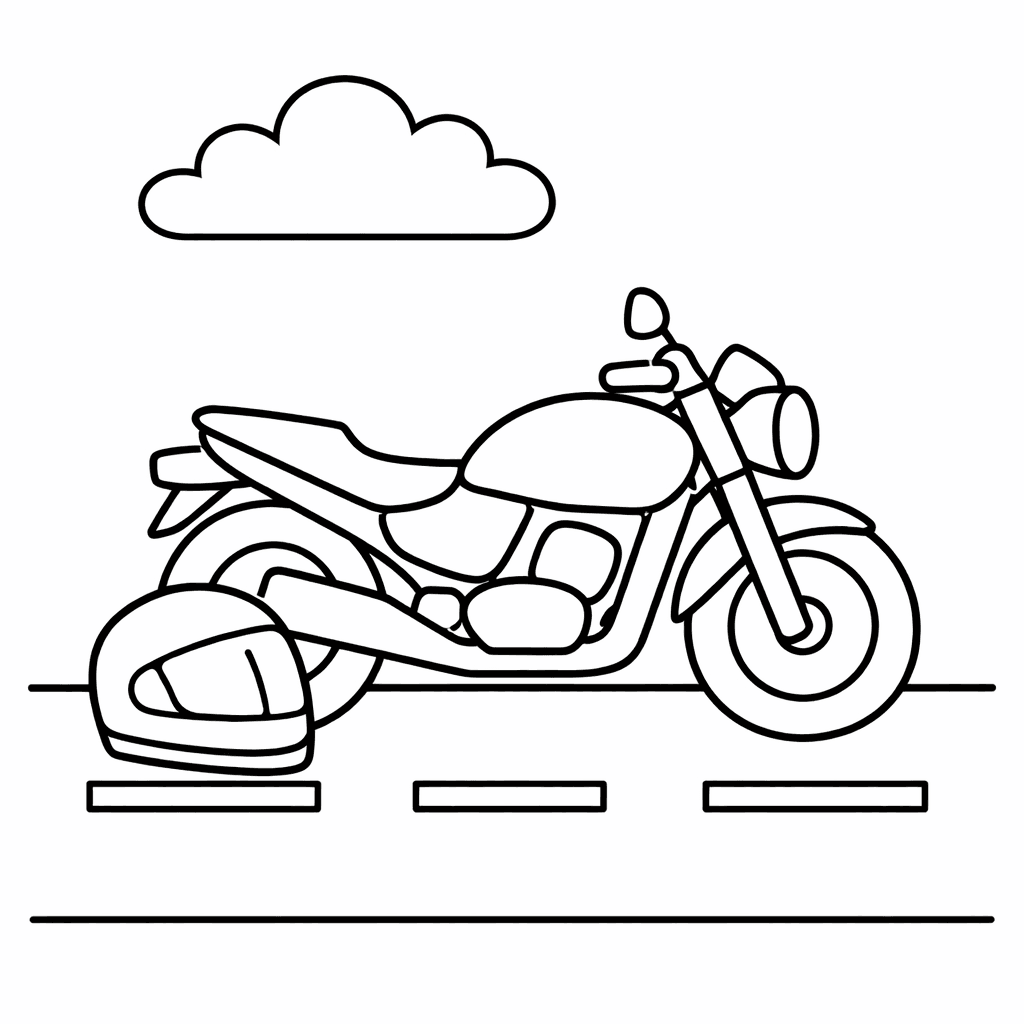 Free printable coloring page: Motorcycle And Rider, for ages 3-6