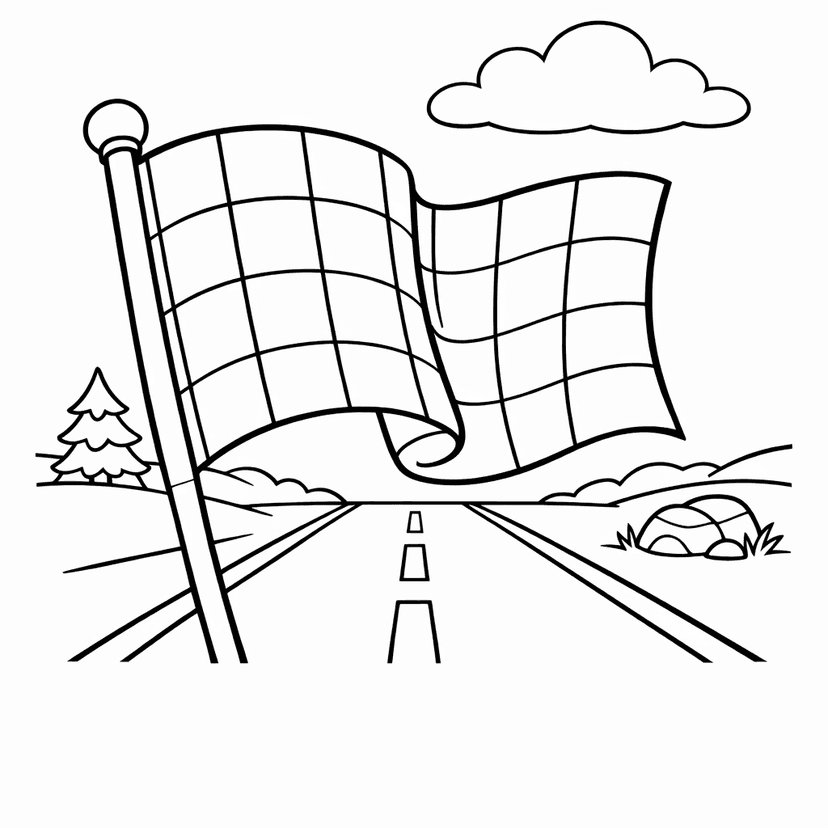 Free printable coloring page: A Whimsical Race Car With Oversized Wheels Sails…, for ages 7-12