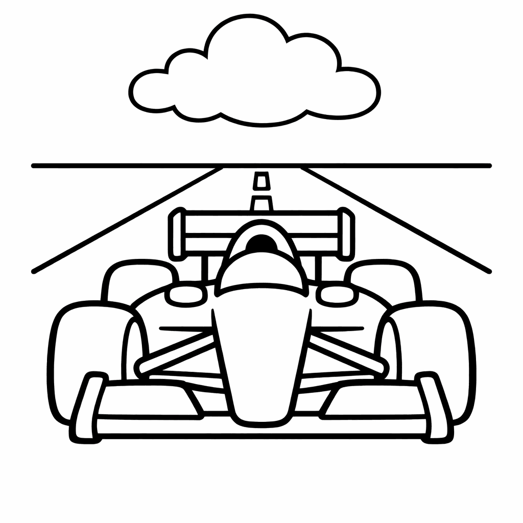 Free printable coloring page: A Shiny Race Car Bursts Through A Finish…, for ages 3-6