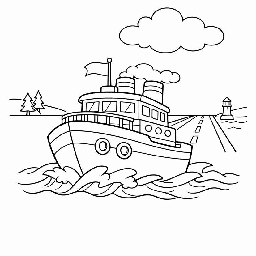 Free printable coloring page: A Whimsical Submariner Mining Ship Delves Deep Into…, for ages 7-12