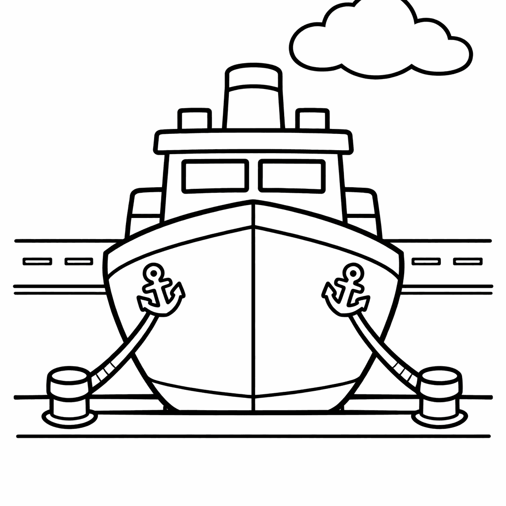 Free printable coloring page: A Majestic Sailing Ship With Billowing Sails Drifts…, for ages 3-6