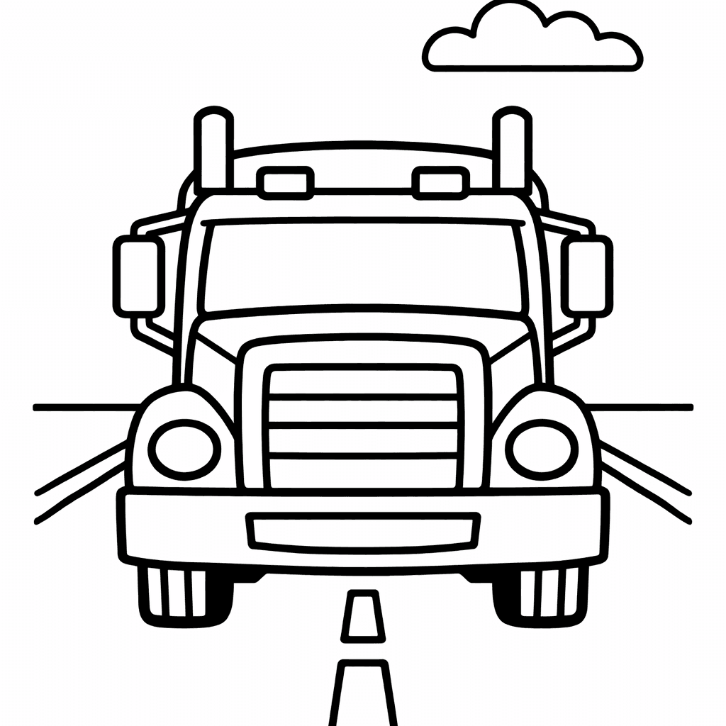 Free printable coloring page: A Colorful Big Rig Transporting Oversized Cupcakes On…, for ages 3-6