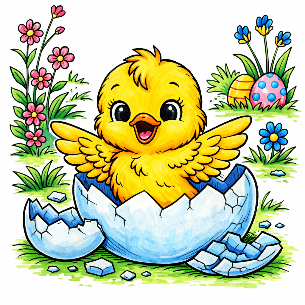 Chick coloring pages