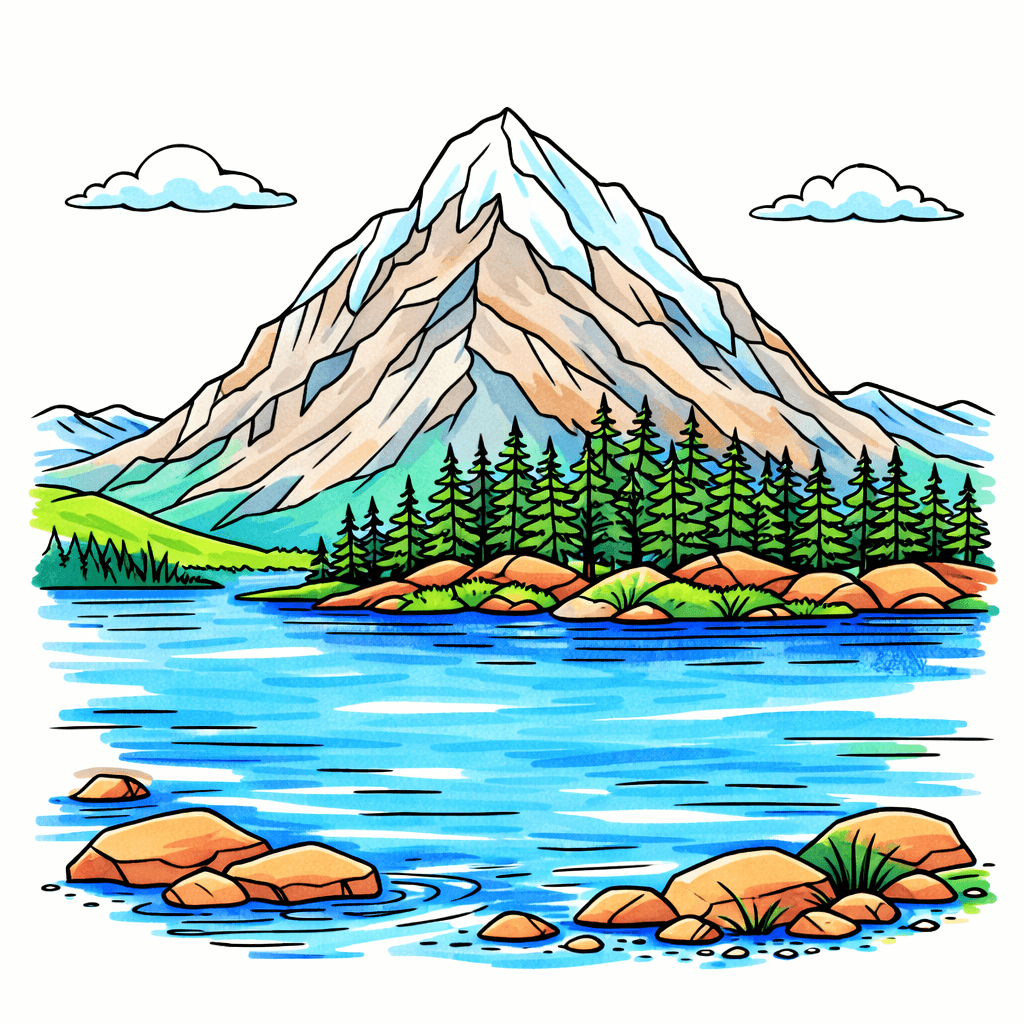 Mountain coloring pages