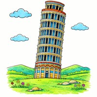 Leaning Tower coloring pages