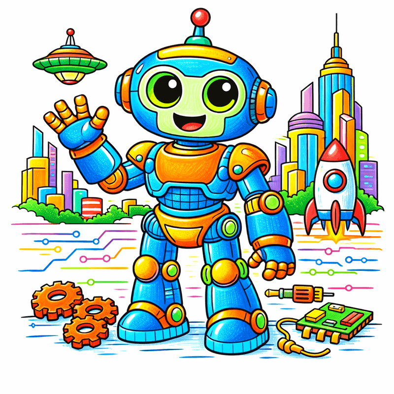 Friendly Robot coloring pages