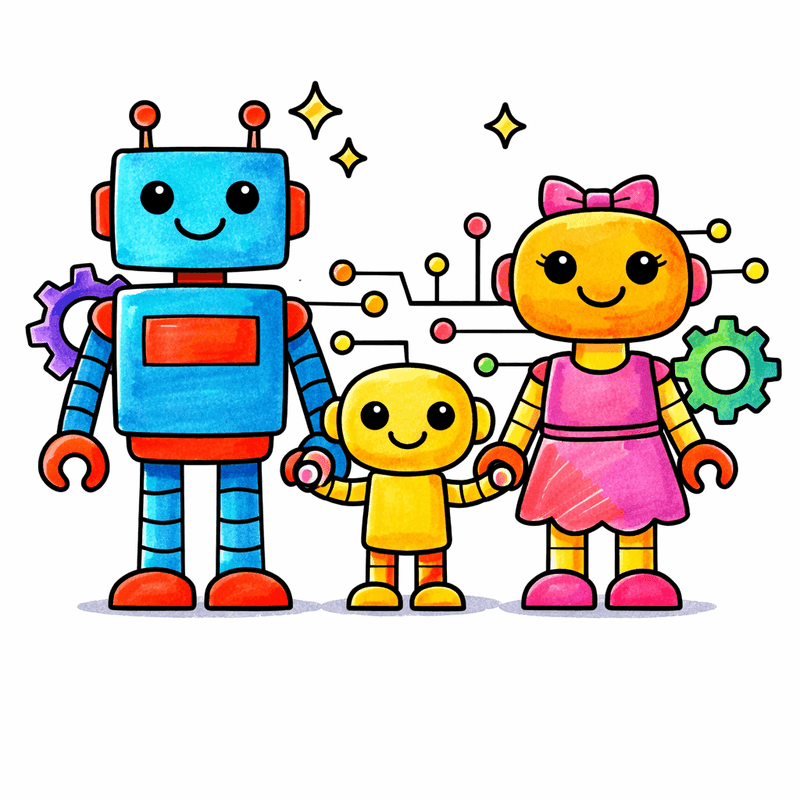 Robot Family coloring pages