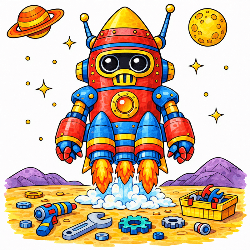 Rocket Robot coloring pages
