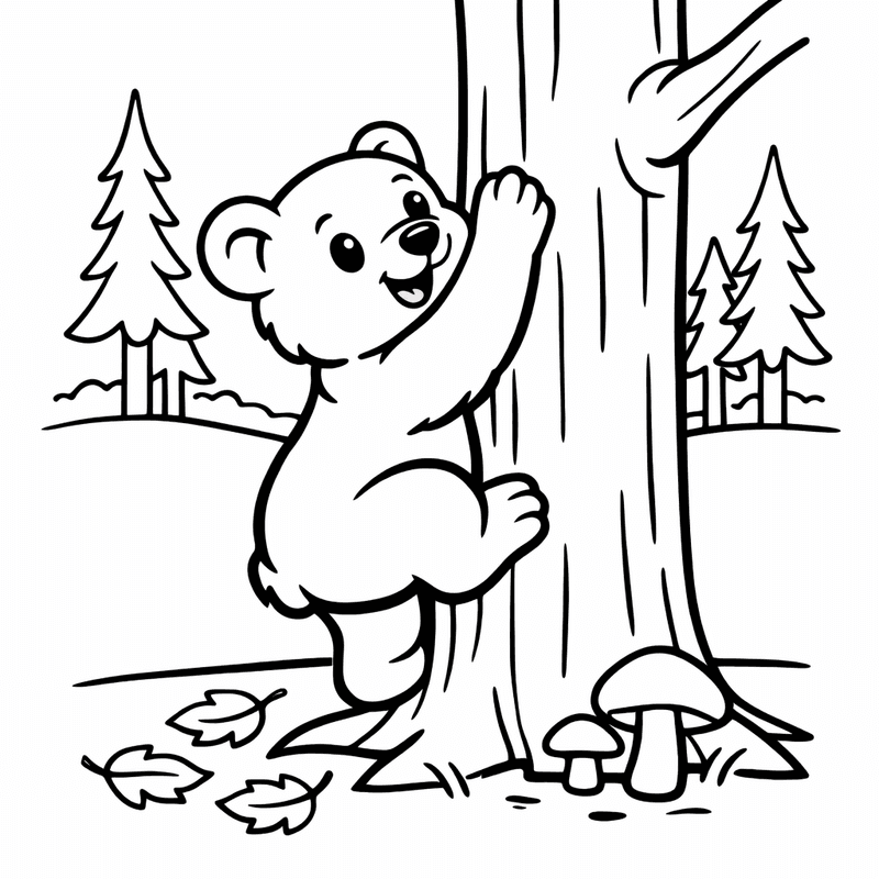Free printable coloring page: A Bear Sleeping In A Cave During Winter, for ages 3-6