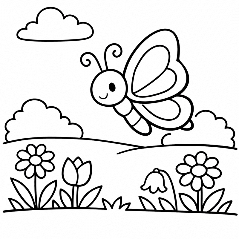 Butterfly Coloring Page — Object Only: A Cute Butterfly With Clean Outlines,…
