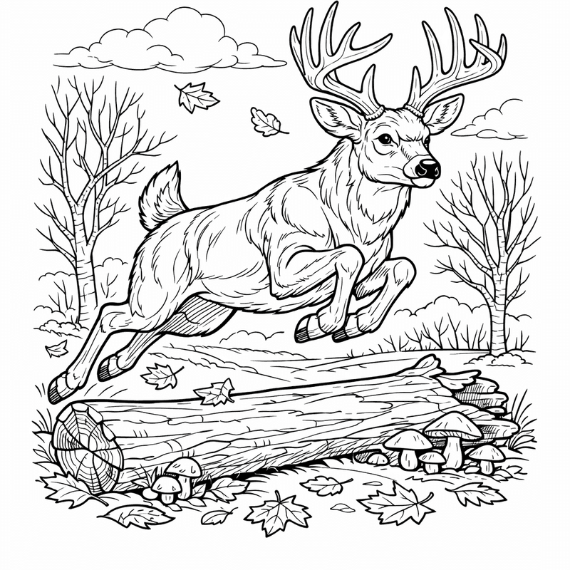 Free printable coloring page: A Deer Standing In A Forest Clearing With…, for ages 7-12