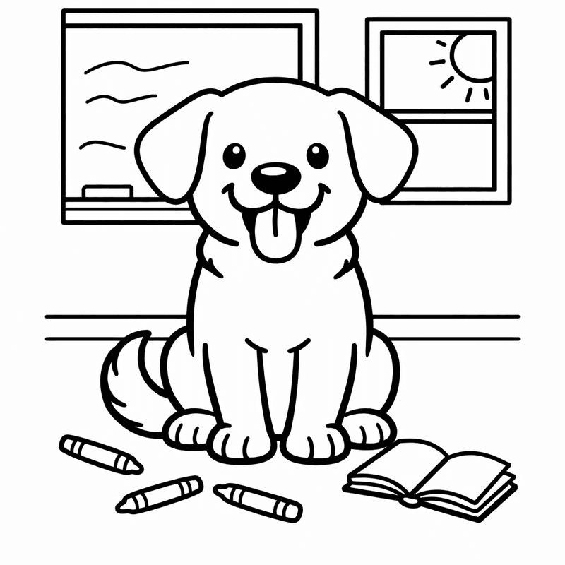 Free printable coloring page: A Happy Dog Running In A Park With A Ball, for ages 3-6