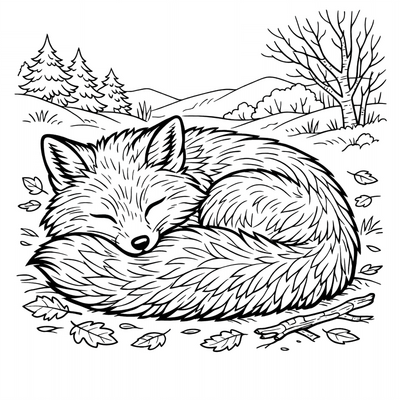 Free printable coloring page: A Fox Face Close-up With Bright Eyes, for ages 7-12