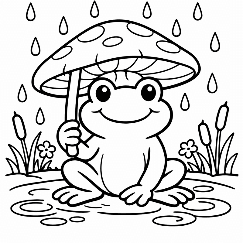 Free printable coloring page: A Frog Mid-jump With Legs Extended Over Water, for ages 3-6