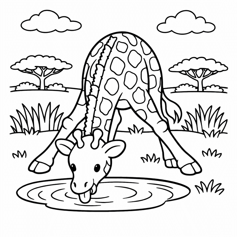 Free printable coloring page: A Giraffe Portrait Showing Its Face And Long Eyelashes Up Close, for ages 3-6