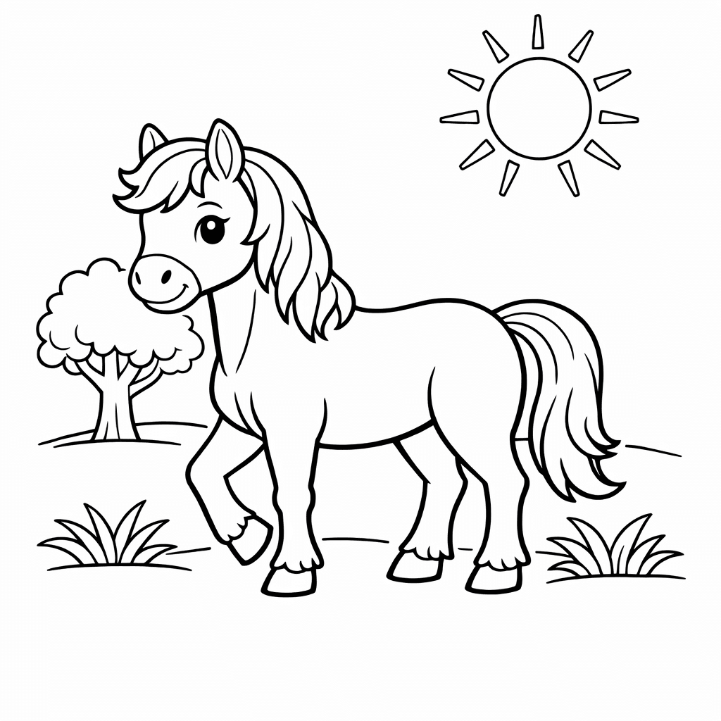 Horse Coloring Page — A Pony With A Saddle Standing By A…