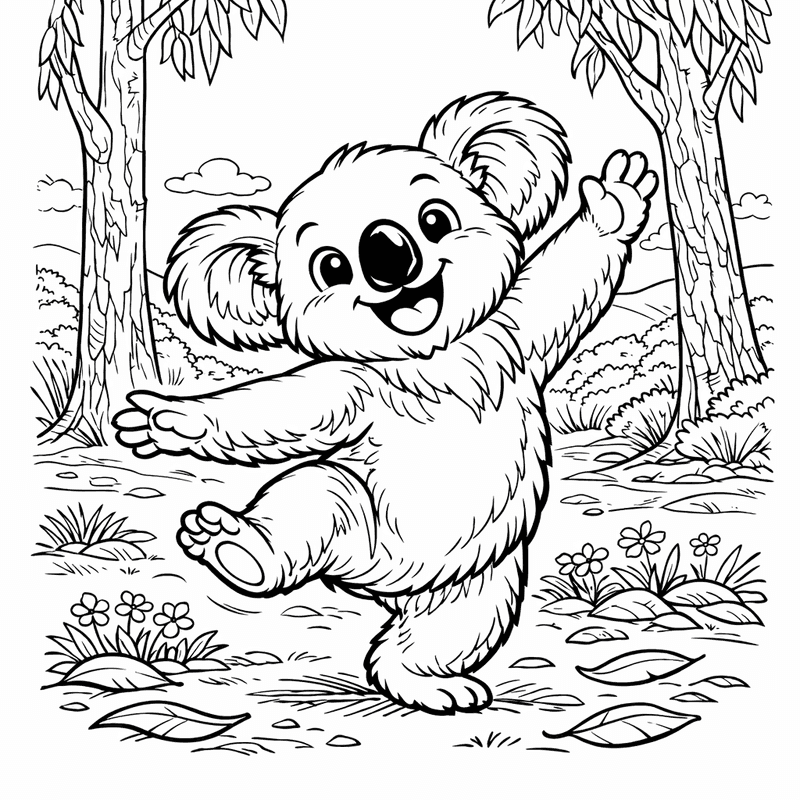 Free printable coloring page: A Koala Sitting On A Branch Looking Directly…, for ages 7-12