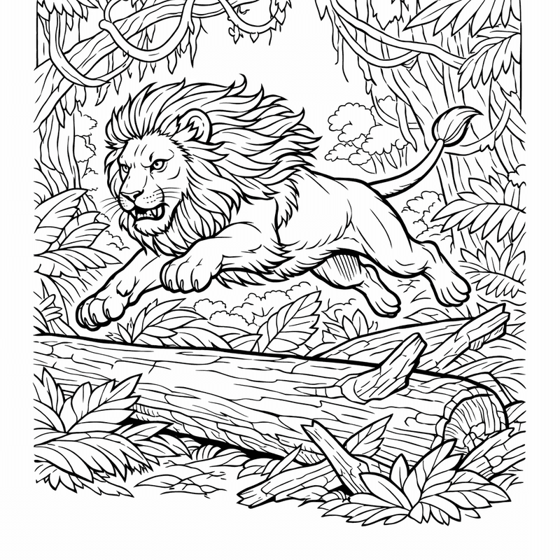 Free printable coloring page: A Lion Resting Under An Acacia Tree At…, for ages 7-12