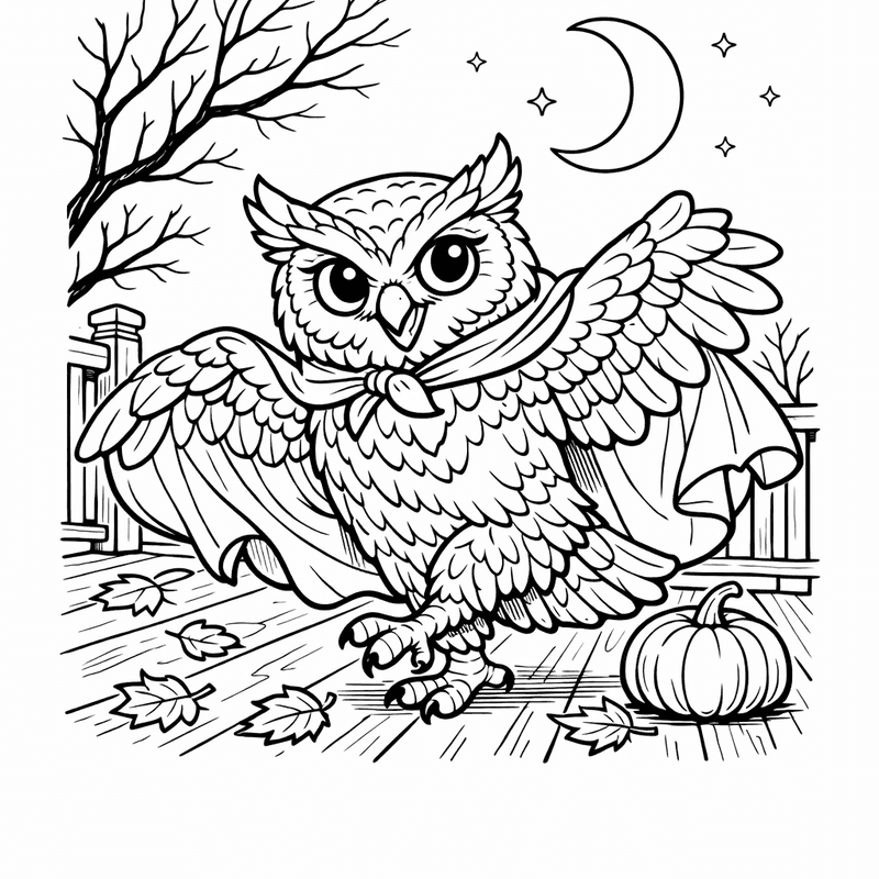 Free printable coloring page: Object Only: A Cute Owl With Clean Outlines,…, for ages 7-12