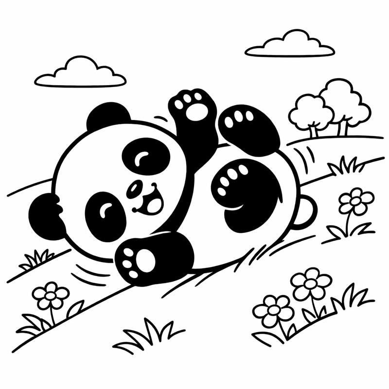 Free printable coloring page: A Panda Waving While Sitting In A Bamboo Forest, for ages 3-6