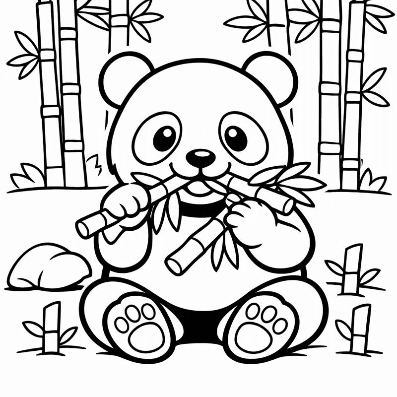 Free printable coloring page: A Panda Waving While Sitting In A Bamboo…, for ages 3-6