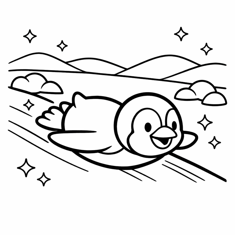 Free printable coloring page: Three Penguins Huddled Together In The Snow, for ages 3-6