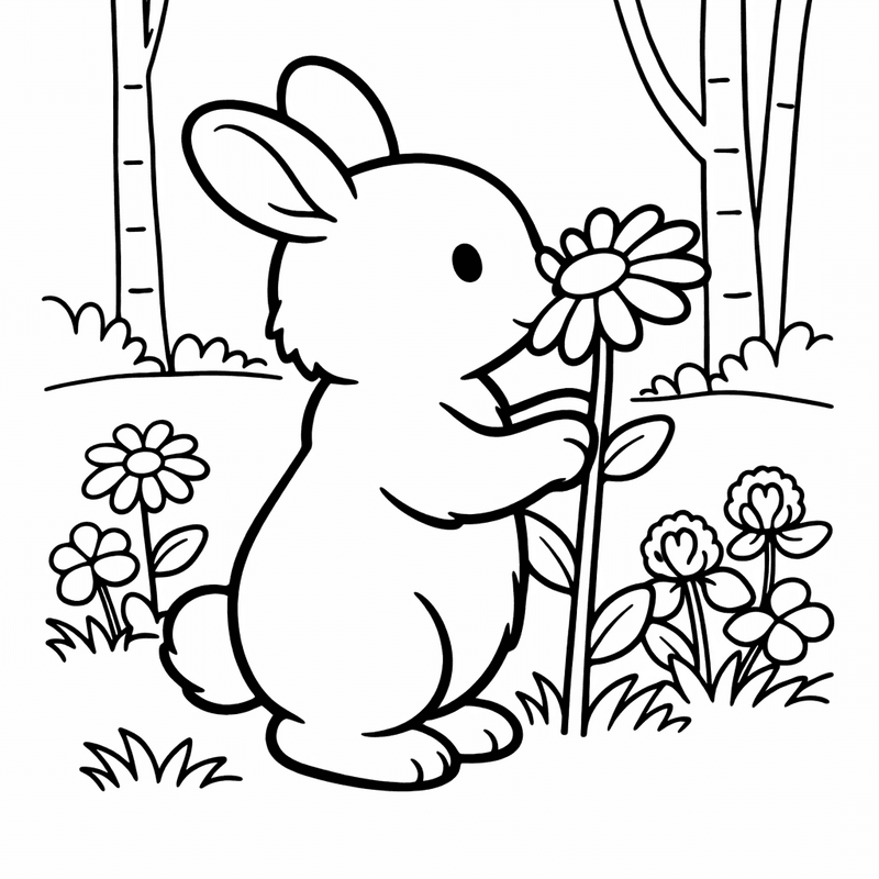 Free printable coloring page: A Rabbit Family In A Burrow, for ages 3-6