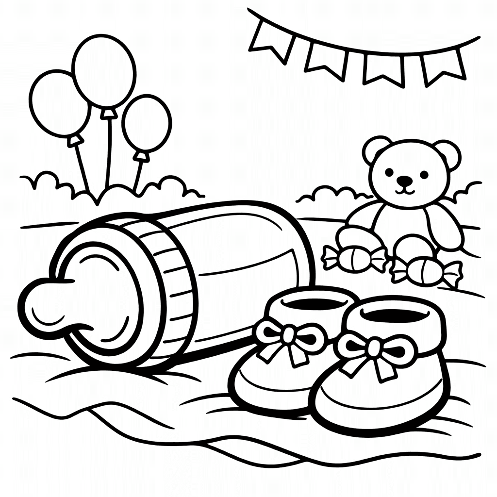 Free printable coloring page: Baby Booties, for ages 3-6