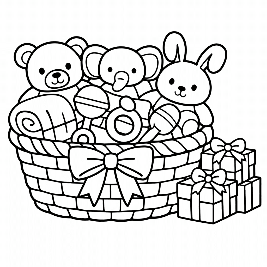 Free printable coloring page: Baby Rattle, for ages 3-6
