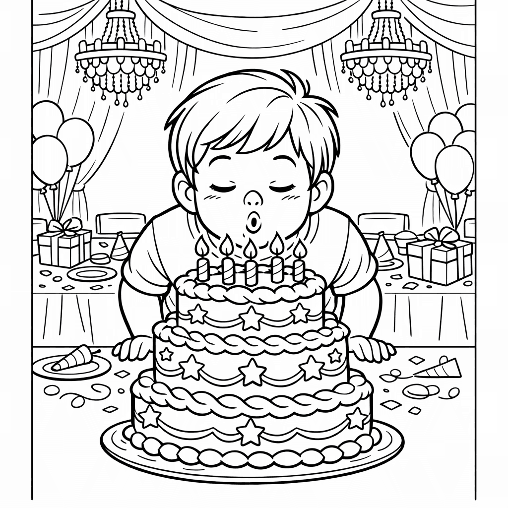 Free printable coloring page: Birthday Party Hat, for ages 7-12