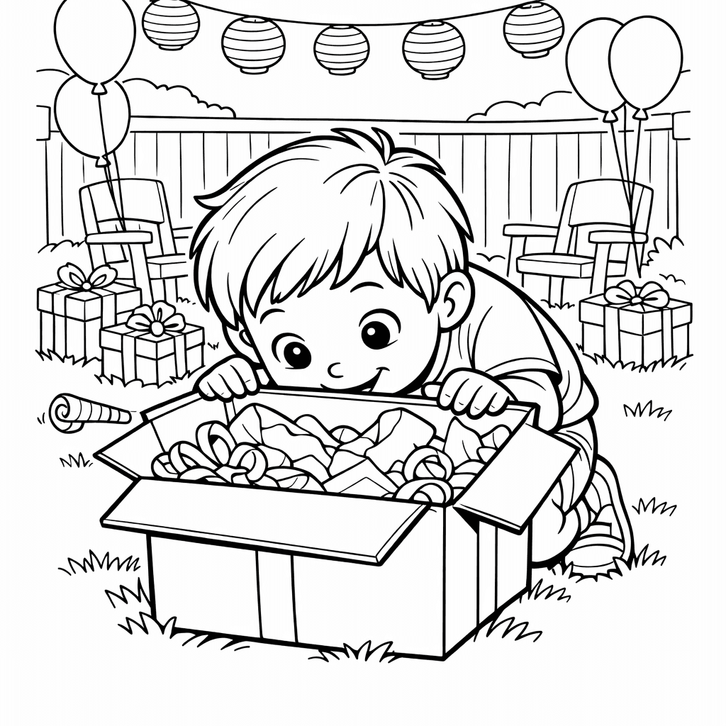 Free printable coloring page: Birthday Celebration, for ages 7-12