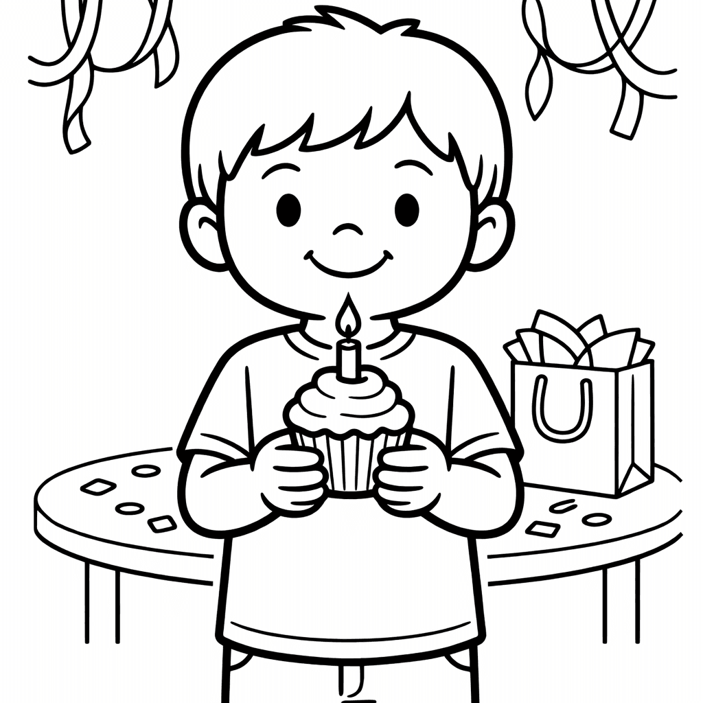 Free printable coloring page: Birthday Balloons, for ages 3-6