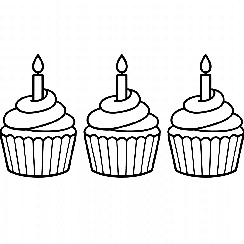 Free printable coloring page: Object Only: Two Or Three Birthdays Side By…, for ages 3-6