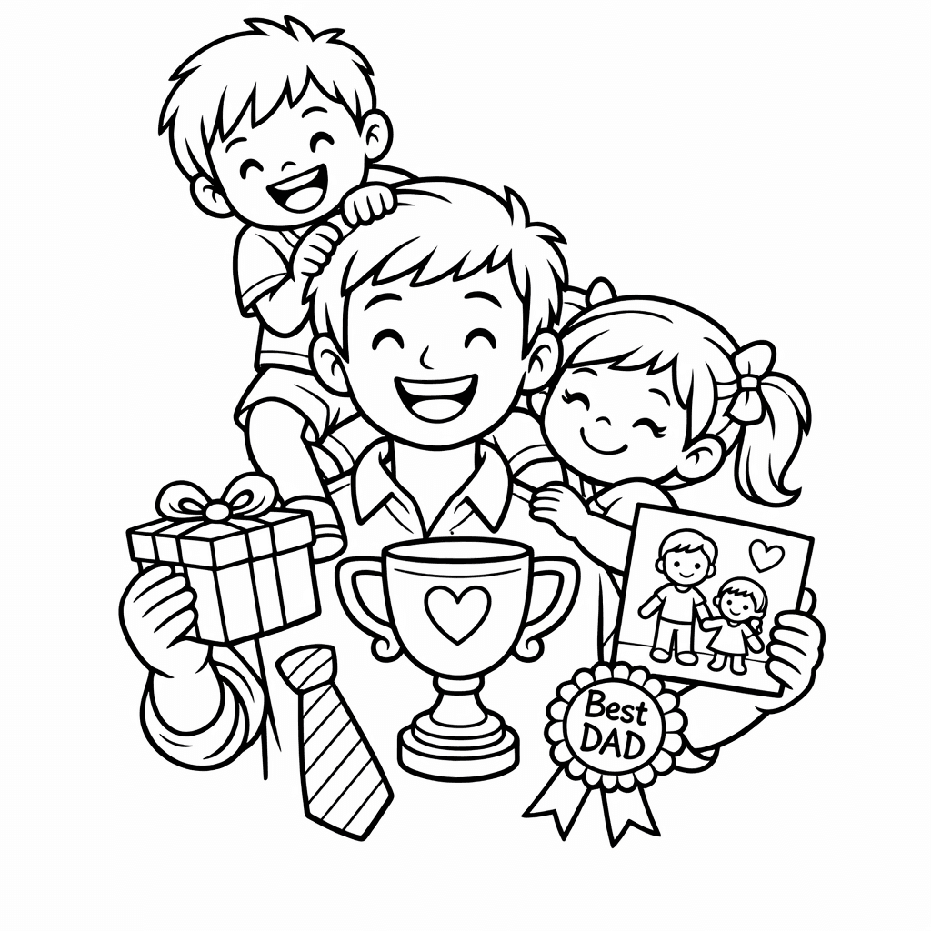 Free printable coloring page: Object Only: Two Or Three Father's Days Side…, for ages 7-12