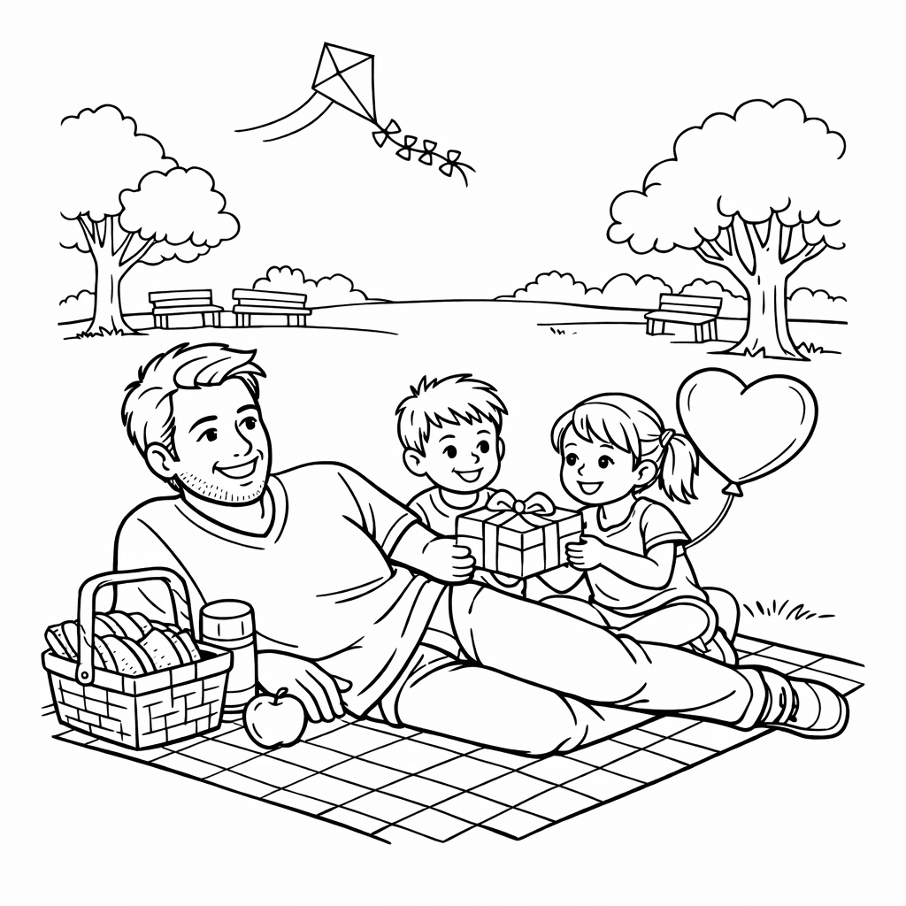 Free printable coloring page: Tie For Dad, for ages 7-12
