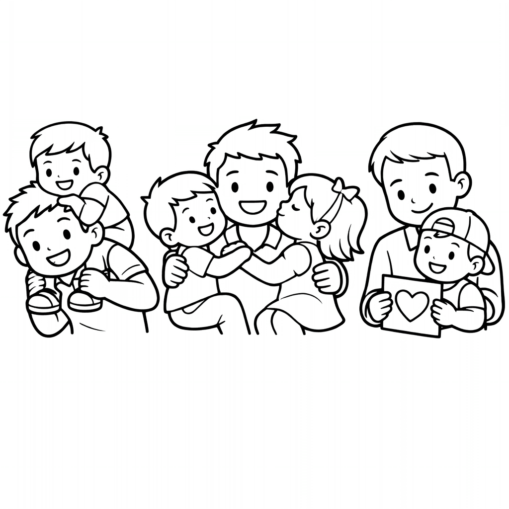 Free printable coloring page: Fathers Day Gift, for ages 3-6