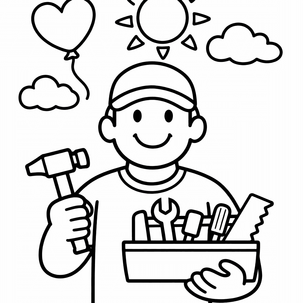 Free printable coloring page: Dad And Heart, for ages 3-6