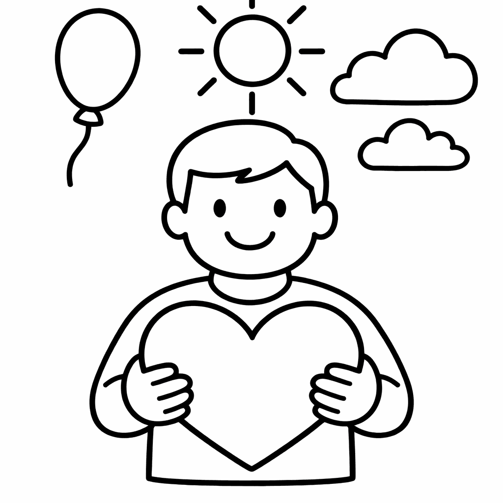Father's Day Coloring Page — Object Only: A Cute Father's Day With Clean…