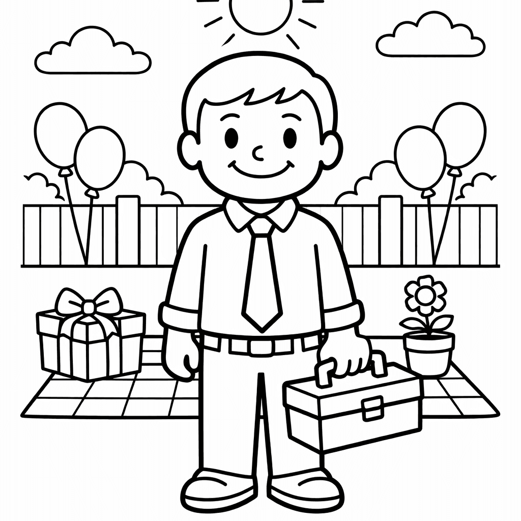 Father's Day Coloring Page — Tie For Dad