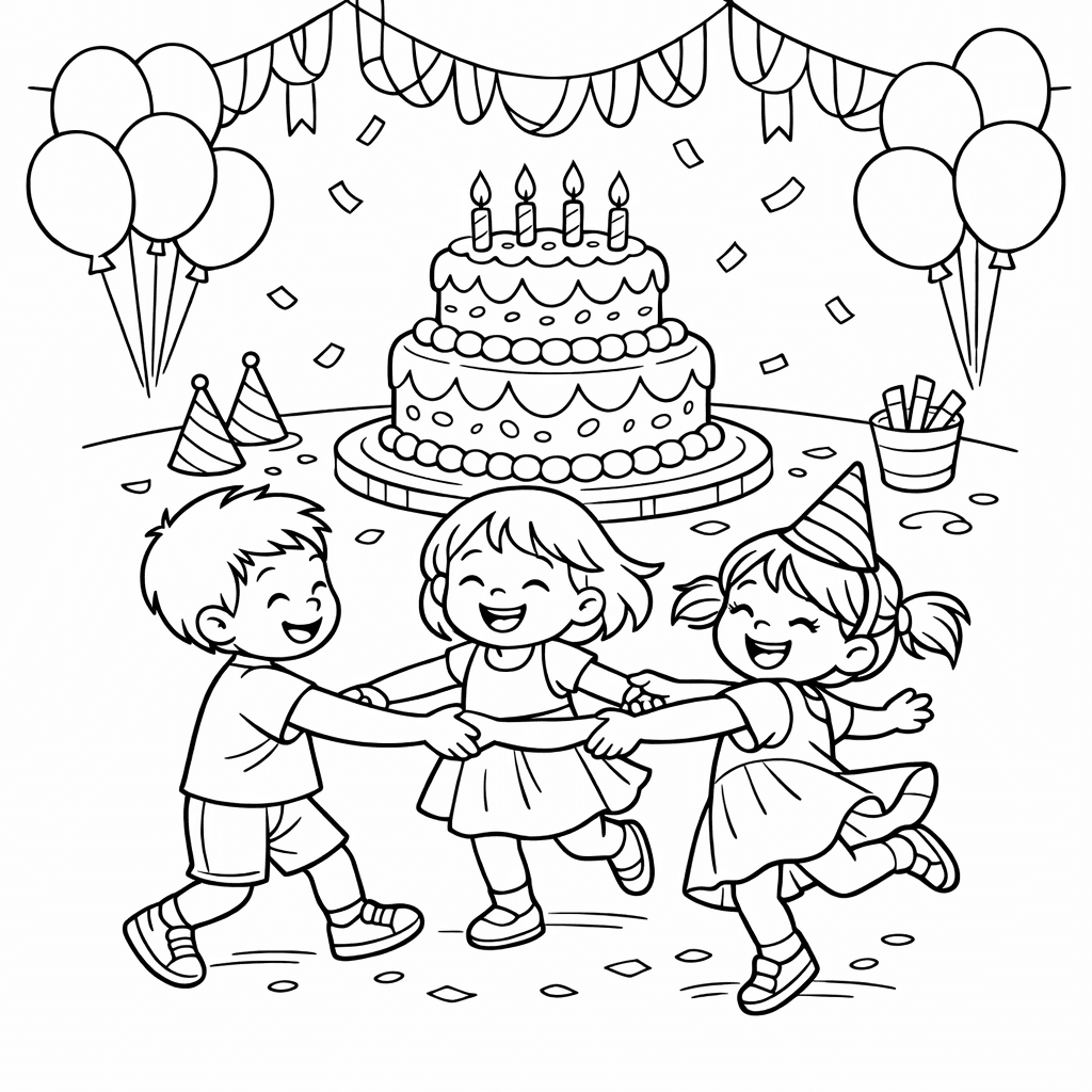 Free printable coloring page: Party Streamers, for ages 7-12