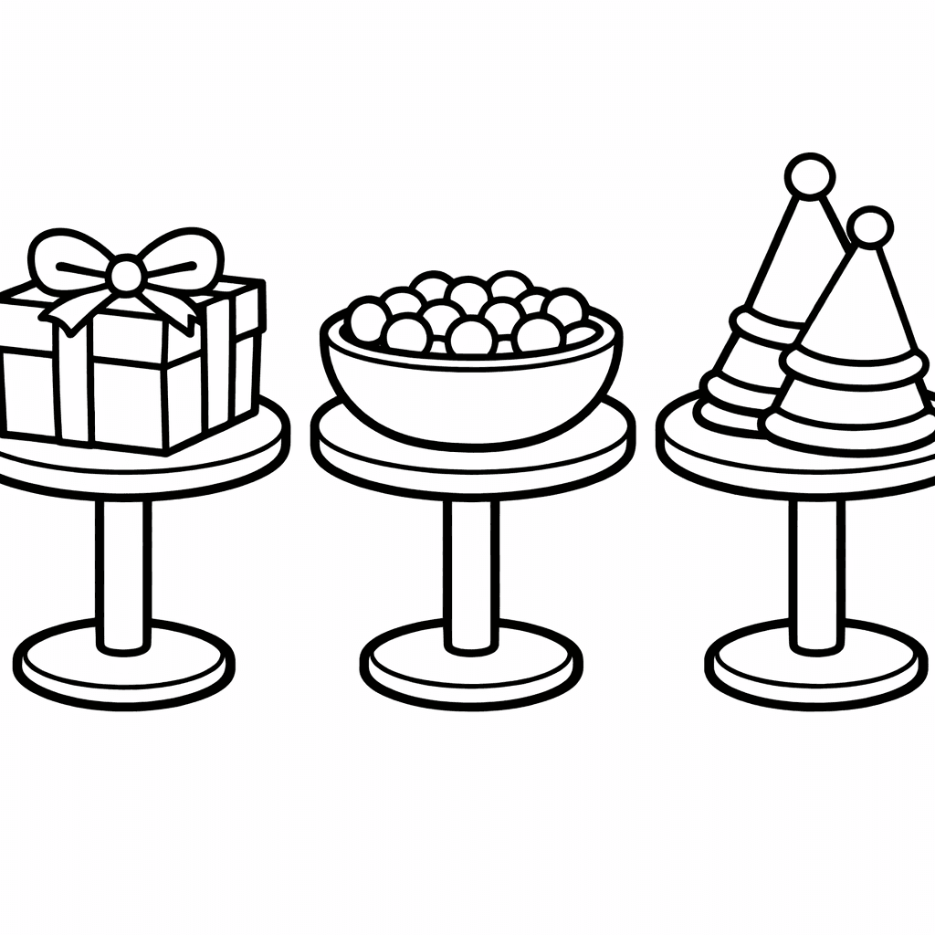 Free printable coloring page: Object Only: Two Or Three Partys Side By…, for ages 3-6