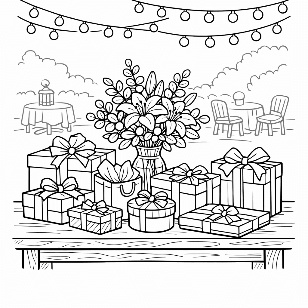 Free printable coloring page: Wedding Bouquet, for ages 7-12